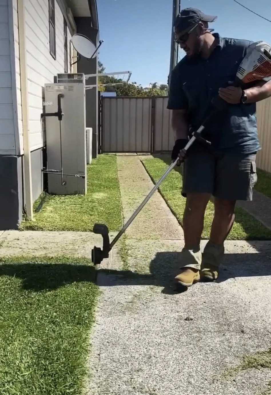 Edging a path with the line trimmer